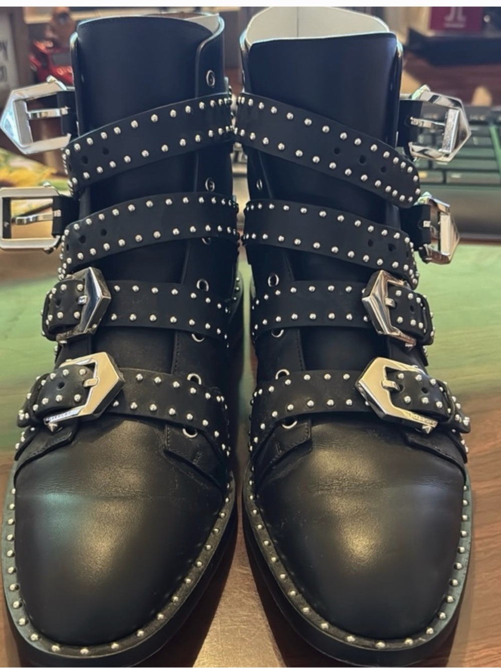 Givenchy Black Ankle Boots with Silver Buckles
